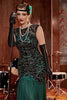 Load image into Gallery viewer, Dark Green Long 1920s Sequined Flapper Dress