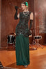 Load image into Gallery viewer, Dark Green Long 1920s Sequined Flapper Dress