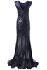 Load image into Gallery viewer, Navy Sequins 1920s Evening Party Dress