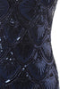 Load image into Gallery viewer, Navy Sequins 1920s Evening Party Dress