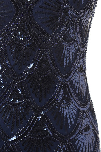 Navy Sequins 1920s Evening Party Dress