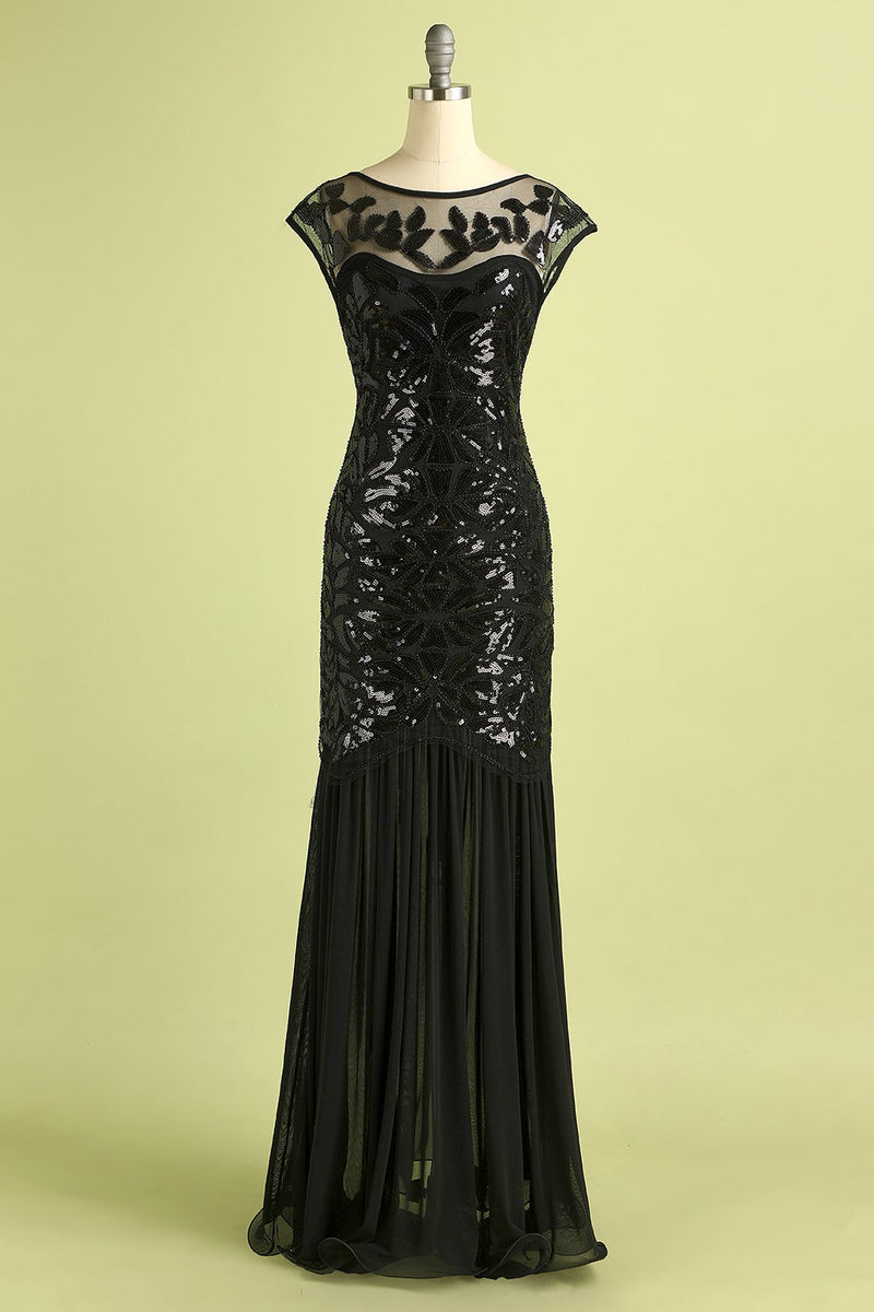 Load image into Gallery viewer, Red&amp;Black 1920s Flapper Glitter Dresses