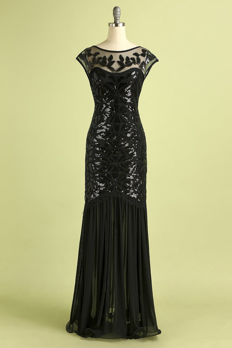 Load image into Gallery viewer, Champagne Sequins Round Neck 1920s Dress
