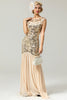 Load image into Gallery viewer, Champagne Sequins Round Neck 1920s Dress