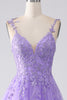 Load image into Gallery viewer, Lilac A-Line Spaghetti Straps Long Prom Dress with Appliques