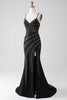 Load image into Gallery viewer, Mermaid Beaded Black Prom Dress with Slit