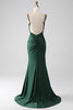 Load image into Gallery viewer, Dark Green Mermaid Spaghetti Straps Long Corset Prom Dress