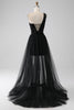 Load image into Gallery viewer, A-Line Black One Shoulder Sequins Prom Dress