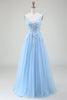 Load image into Gallery viewer, A-Line Light Blue Prom Dress with Appliques