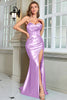 Load image into Gallery viewer, Fuchsia Mermaid Spaghetti Straps Long Prom Dress With Slit