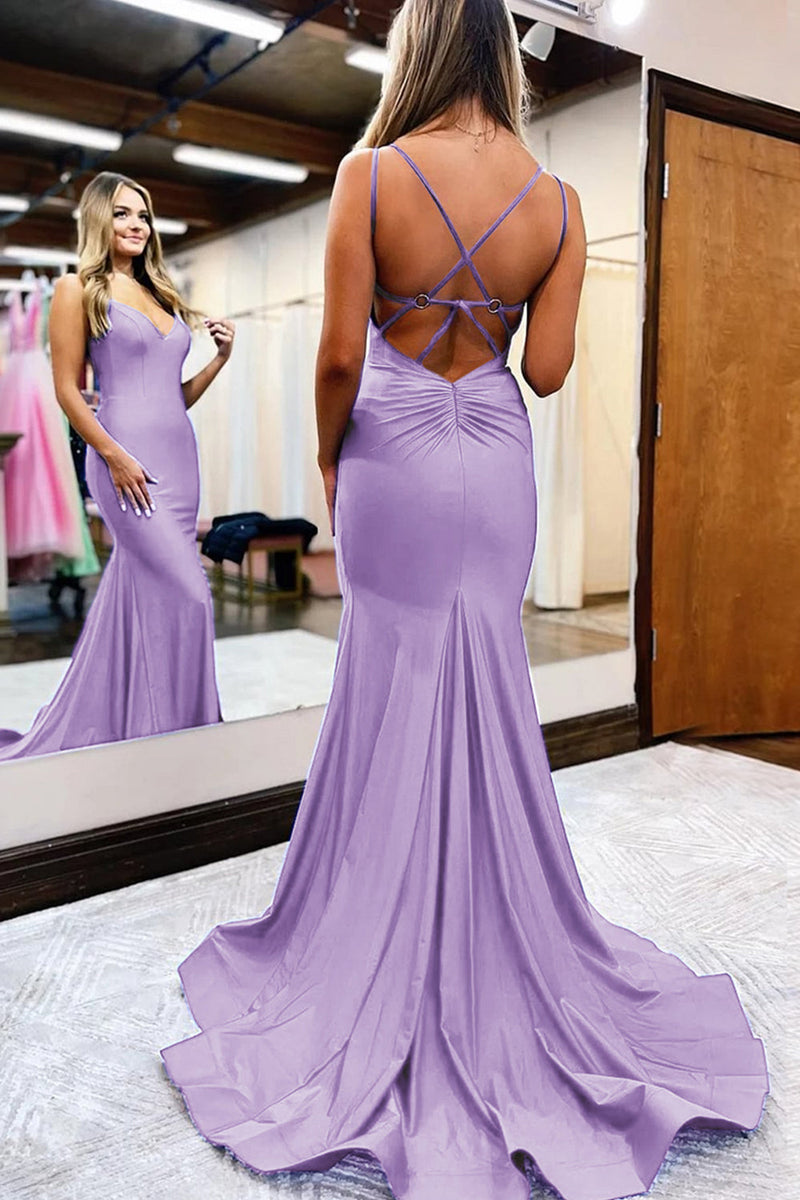 Load image into Gallery viewer, Royal Blue Spaghetti Straps Simple Mermaid Prom Dress