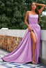 Load image into Gallery viewer, Royal Blue A-Line Spaghetti Straps Backless Long Satin Prom Dress with Slit