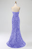 Load image into Gallery viewer, Royal Blue Mermaid Strapless Sequins Long Prom Dress With Slit