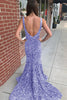 Load image into Gallery viewer, Mermaid Blue V-Neck Sequins Long Prom Dress