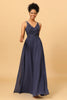 Load image into Gallery viewer, Twilight V-Neck Long Chiffon Bridesmaid Dress with Lace