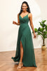 Load image into Gallery viewer, Dark Green Spaghetti Straps Bridesmaid Dress With Lace