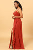 Load image into Gallery viewer, Spaghetti Straps Chiffon A-line Bridesmaid Dress with Slit