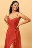 Load image into Gallery viewer, Spaghetti Straps Chiffon A-line Bridesmaid Dress with Slit