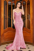 Load image into Gallery viewer, Red Mermaid Sweetheart Sweep Train Prom Dress With Sequins