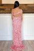 Load image into Gallery viewer, Sheath One Shoulder Fuchsia Sequins Long Prom Dress