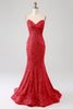 Load image into Gallery viewer, Orange Mermaid Sweetheart Sweep Train Prom Dress With Sequins