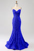 Load image into Gallery viewer, Orange Mermaid Sweetheart Sweep Train Prom Dress With Sequins