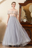 Load image into Gallery viewer, Grey Tulle A Line Beaded Glitter Mother of Bride Dress