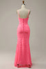 Load image into Gallery viewer, Blush Spaghetti Straps Sequins Mermaid Prom Dress