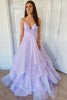 Load image into Gallery viewer, Glitter Lilac Spaghetti Straps Prom Dress