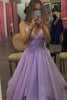 Load image into Gallery viewer, Glitter Lilac Spaghetti Straps Prom Dress