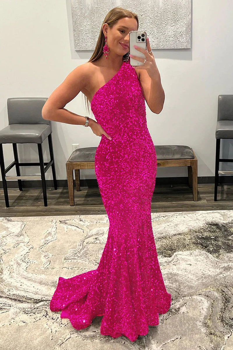 Load image into Gallery viewer, Burgundy Mermaid Sequins Long Prom Dress