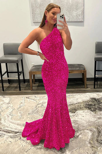 Coral Sequins Mermaid Long Prom Dress