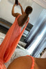 Load image into Gallery viewer, Orange Watteau Train Sequins Long Prom Dress