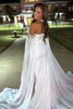 Load image into Gallery viewer, A Line Off the Shoulder Blue Long Prom Dress with Slit