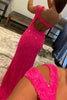 Load image into Gallery viewer, Fuchsia One Shoulder Sequins Prom Dress