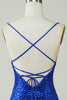 Load image into Gallery viewer, Sparkly Bodycon Spaghetti Straps Royal Blue Sequins Short Party Dress