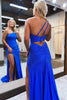 Load image into Gallery viewer, Sheath One Shoulder Red Long Prom Dress with Beading