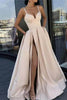 Load image into Gallery viewer, A-Line Spaghetti Straps Satin Black Long Prom Dress with Pockets