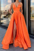 Load image into Gallery viewer, A-Line Spaghetti Straps Satin Black Long Prom Dress with Pockets