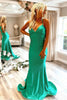 Load image into Gallery viewer, Mermaid Spaghetti Straps Green Long Prom Dress with Criss Cross Back