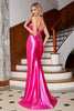 Load image into Gallery viewer, Stunning Orange Mermaid Spaghetti Straps Corset Prom Dress with Split Front