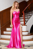 Load image into Gallery viewer, Stunning Orange Mermaid Spaghetti Straps Corset Prom Dress with Split Front