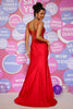 Load image into Gallery viewer, Mermaid Spaghetti Straps Red Long Prom Dress with Beading