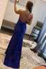 Load image into Gallery viewer, Sheath Spaghetti Straps Royal Blue Sequins Long Prom Dress with Split Front