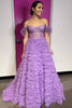 Load image into Gallery viewer, Princess A Line Off the Shoulder Pink Long Prom Dress with Feather