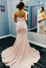 Load image into Gallery viewer, Mermaid Sweetheart Blush Sequins Long Prom Dress with Sweep Train