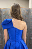 Load image into Gallery viewer, A Line One Shoulder Royal Blue Long Prom Dress with Bowknot
