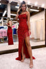 Load image into Gallery viewer, Sparkly Spaghetti Straps Burgundy Sequins Long Prom Dress with Fringes