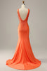 Load image into Gallery viewer, Mermaid V-Neck Orange Long Prom Dress with Beading