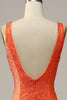 Load image into Gallery viewer, Mermaid V-Neck Orange Long Prom Dress with Beading